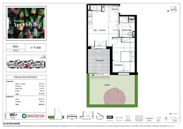 Appartement F2 à vendre - 2 pièces - 41.19 m2 - NARBONNE - 11 - LANGUEDOC-ROUSSILLON - Century 21 Eic Immo