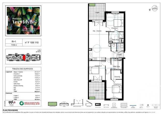 Appartement F4 à vendre - 4 pièces - 85.02 m2 - NARBONNE - 11 - LANGUEDOC-ROUSSILLON - Century 21 Eic Immo