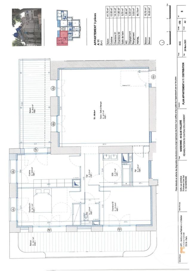 Appartement F3 à vendre - 3 pièces - 95.7 m2 - NARBONNE - 11 - LANGUEDOC-ROUSSILLON - Century 21 Eic Immo