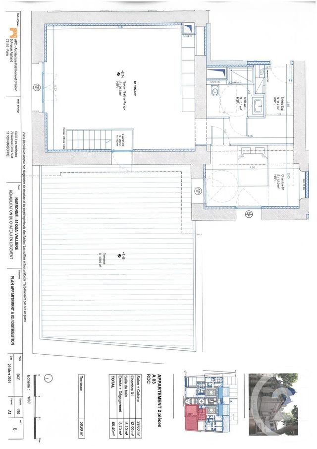 Appartement F2 à vendre - 2 pièces - 65.4 m2 - NARBONNE - 11 - LANGUEDOC-ROUSSILLON - Century 21 Eic Immo