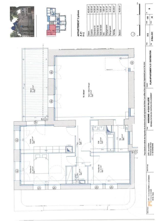Appartement F3 à vendre - 3 pièces - 95.6 m2 - NARBONNE - 11 - LANGUEDOC-ROUSSILLON - Century 21 Eic Immo